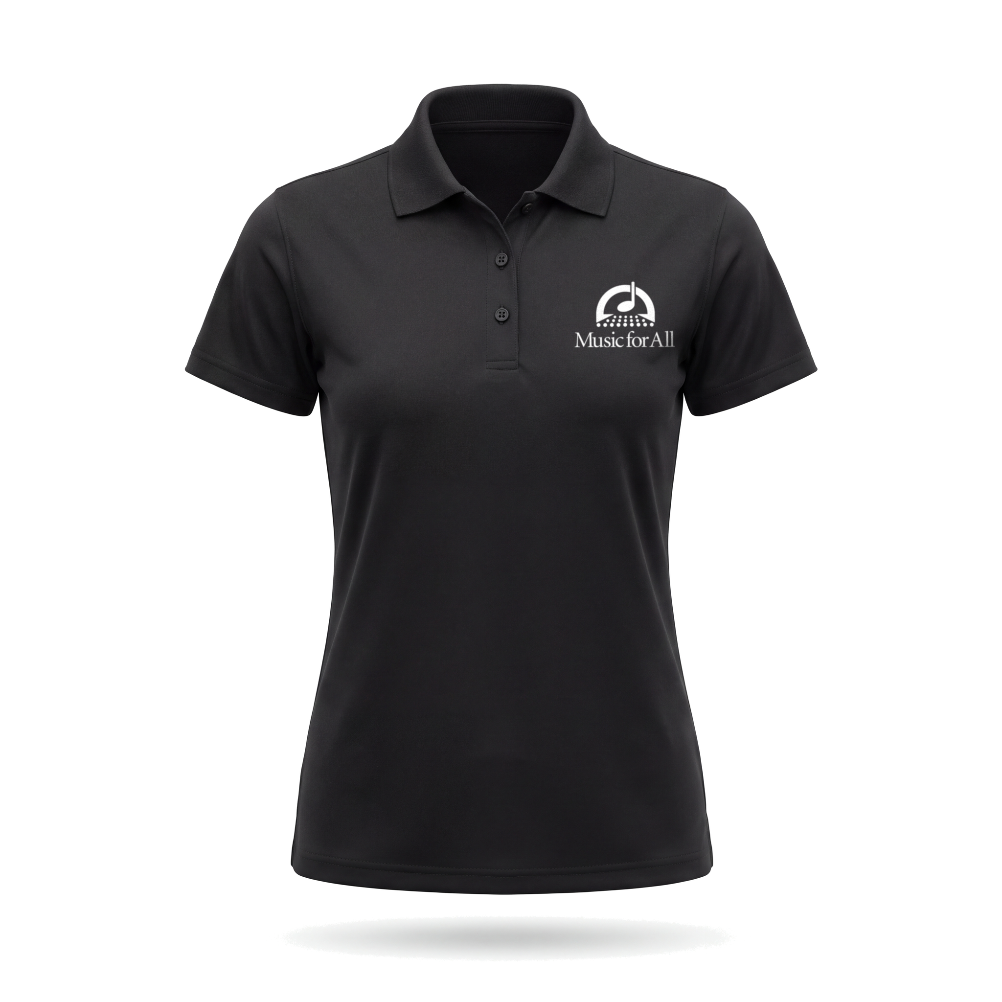 Music for All Women's Black Polo with white left chest logo