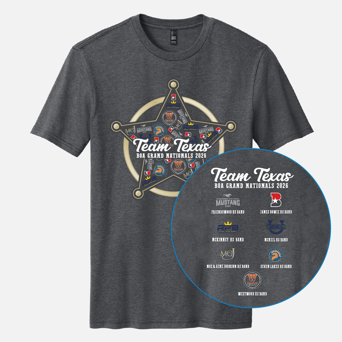 Team Texas 2026 T-shirt Version 1 Heathered Charcoal