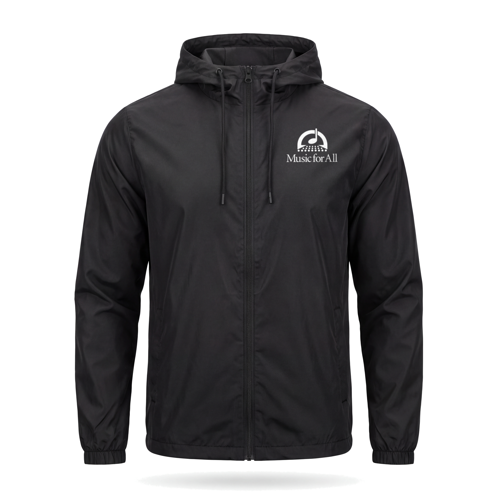 Music for All Black Windbreaker with white left chest logo