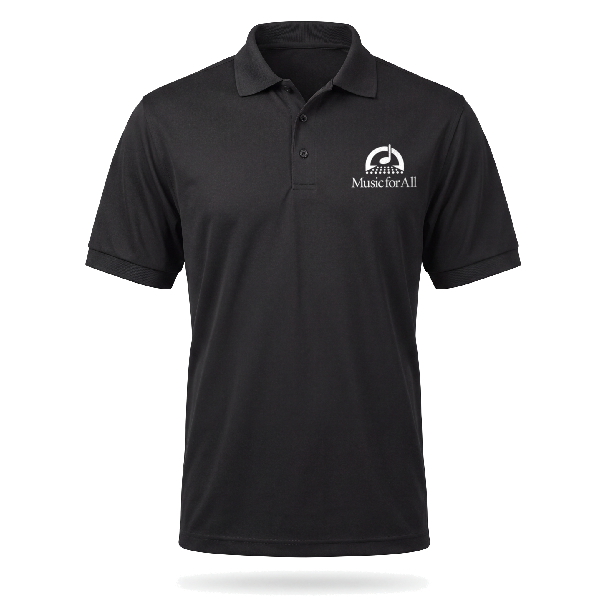 Music for All Men's Black Polo with white left chest logo