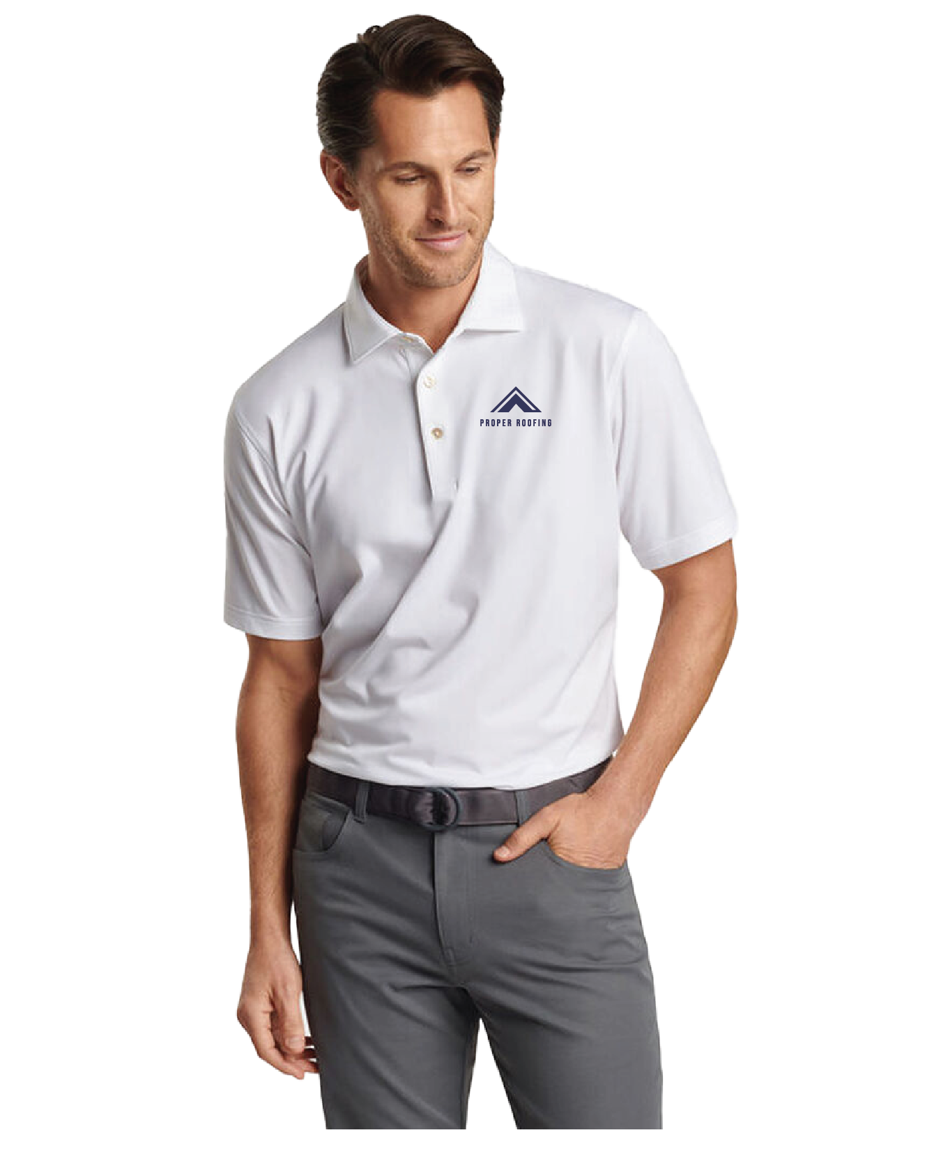 Proper Roofing - Men's Peter Millar White Polo