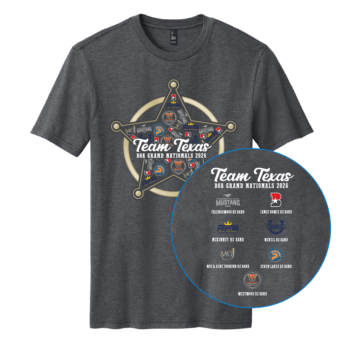 Team Texas 2026 T-shirt Version 1 Heathered Charcoal